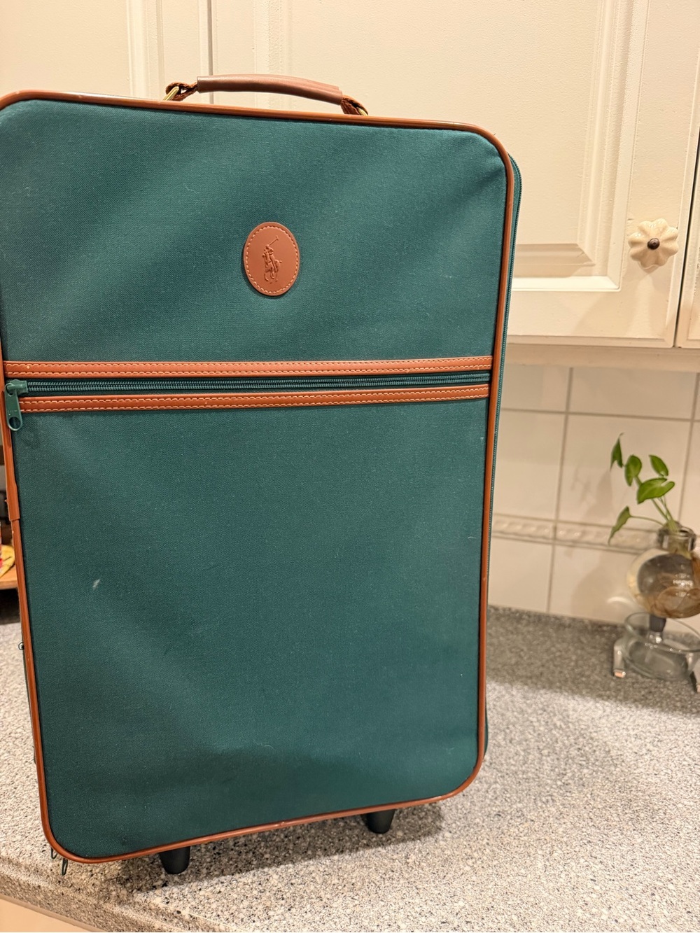 Vintage Polo Ralph Lauren Hunter Green Rolling Suitcase 1980s Carry-On Luggage